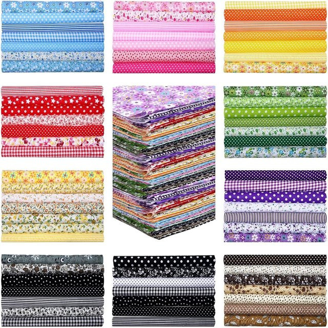200 Stück quadratische Bastelstoff-Tücher in Multicolour für DIY Patchwork, Quilten und Scrapbooking - Bild 1