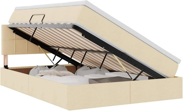 vidaXL Bett mit Stauraum und LED-Beleuchtung inklusive Matratze in Beige, B/T/H: 140 x 200 x 144 cm - Bild 1