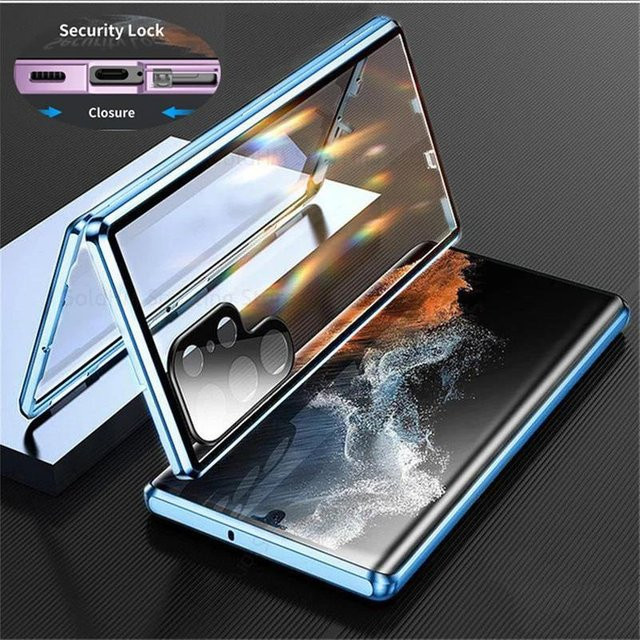 Magnetische 360° Metall-Schutzhülle mit Ultra HD Glas Displayschutz für Samsung Galaxy S25 Ultra, S26 Ultra, S24 und S23 Plus, Blau - Bild 1