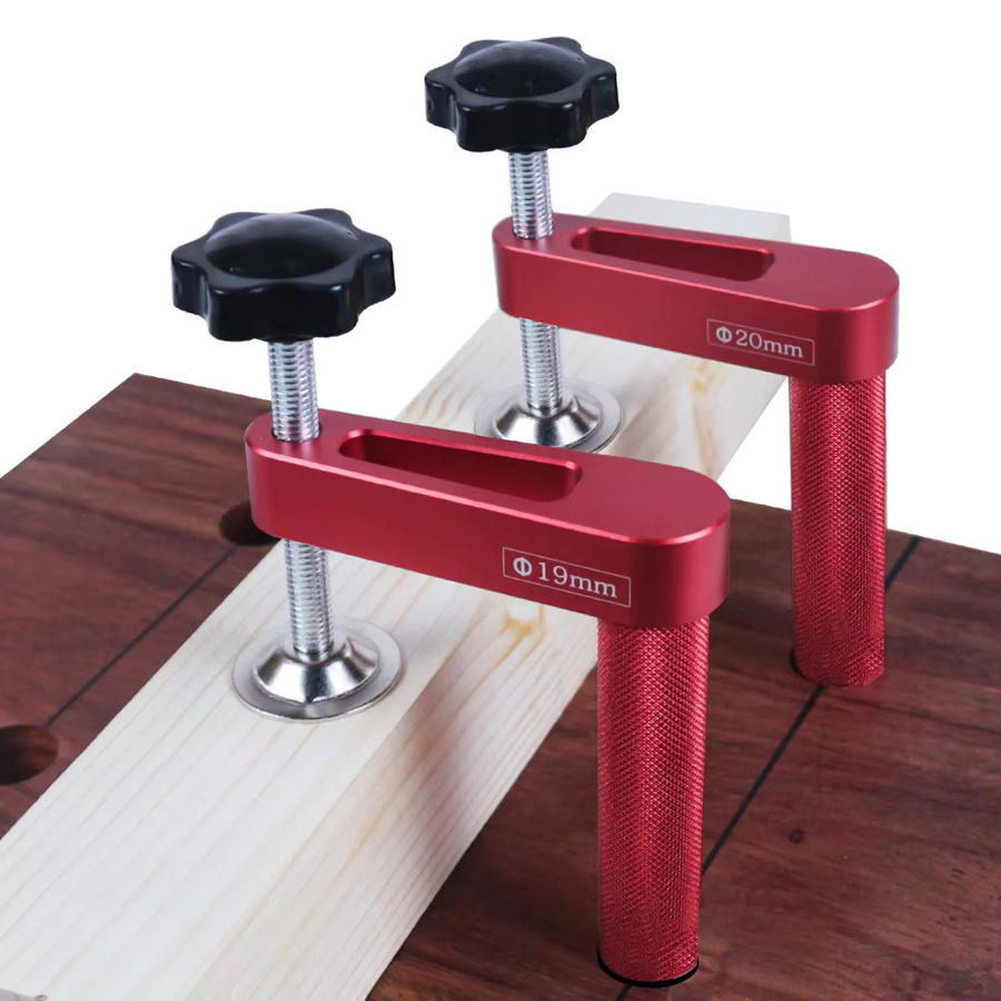 QDHWOEL Hundeloch-Klemme aus Aluminiumlegierung in Rot für die Holzbearbeitung mit 19mm und 20mm Anschlag - Bild 1