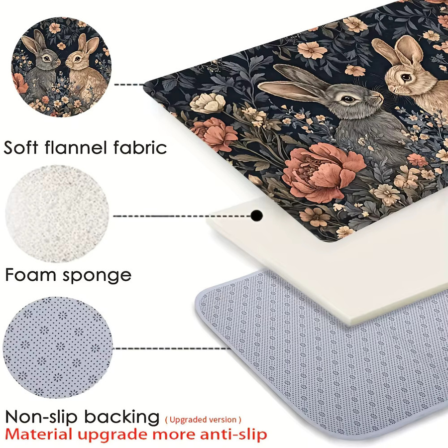 VIKAMA Kaninchen-Teppich rutschfest und wasserdicht als weiche Fußmatte für Wohnzimmer, Schlafzimmer oder Küche - Bild 4