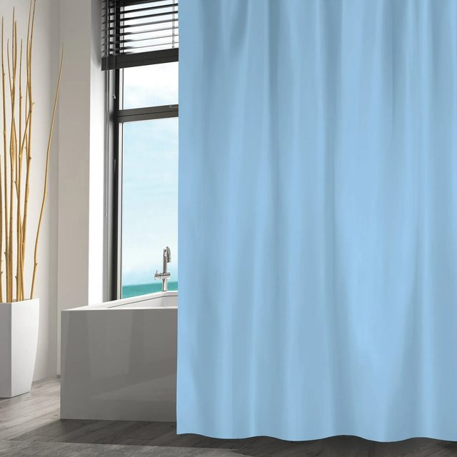 MSV Duschvorhang aus Polyester in Himmelblau, wasserdicht und schimmelresistent, B: 180 cm, H: 200 cm - Bild 1