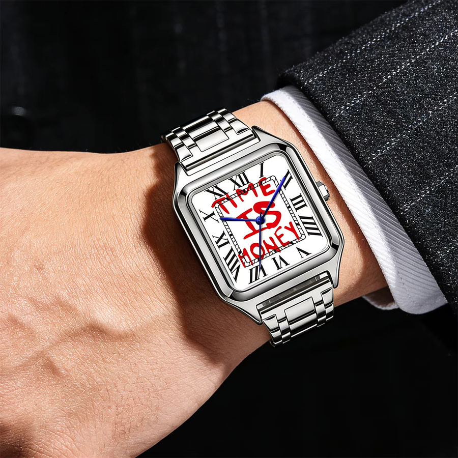 SHUAIKE Armbanduhr Quarz, Edelstahl, Eckig, Silber, Herren - Bild 3