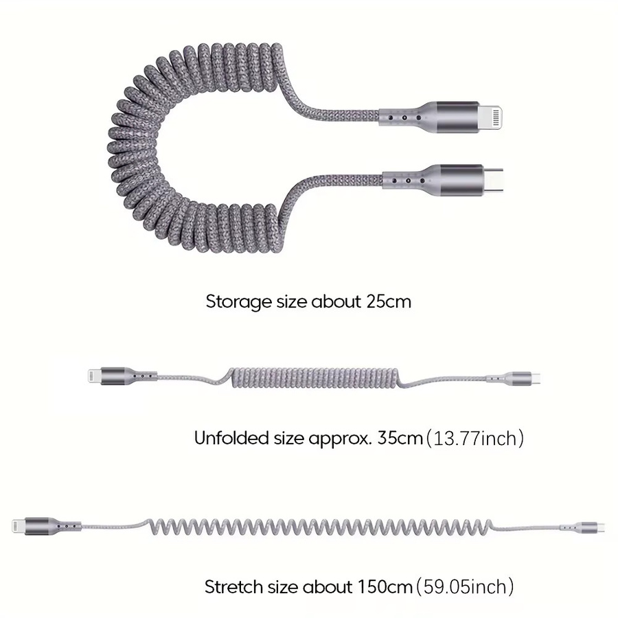 OIITH USB Typ C Schnellladekabel 20 W mit PD-Technik in Grau für iPhone und iPad - Bild 1
