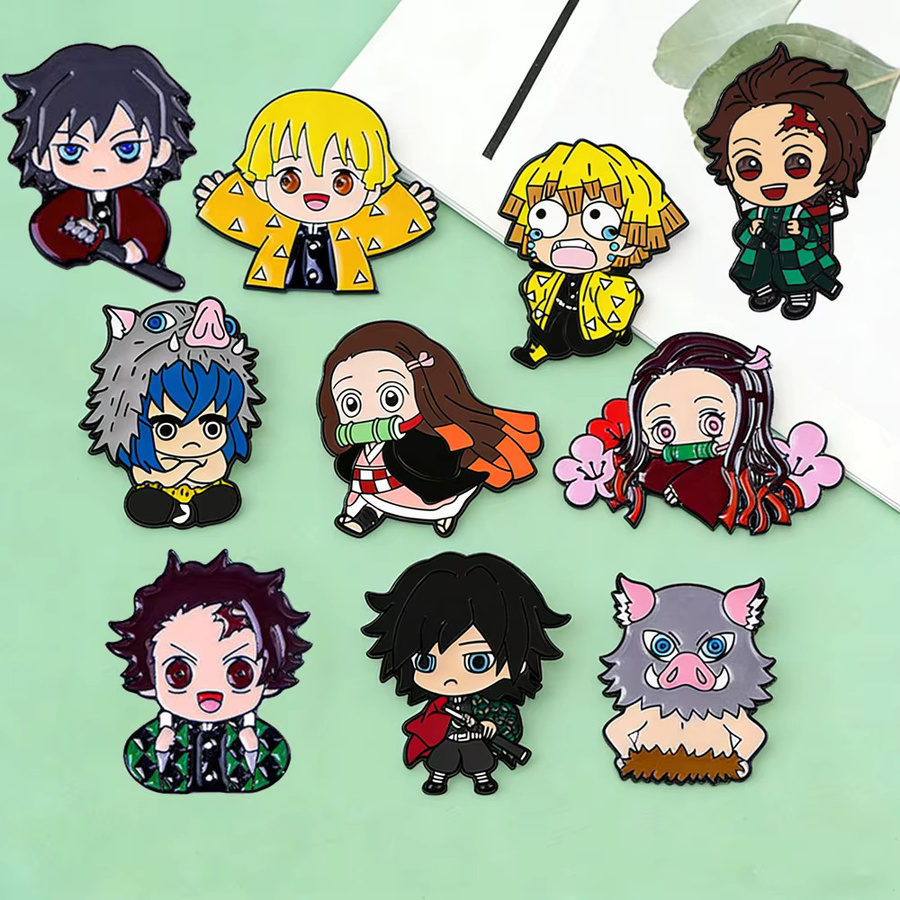Bandai Anime Demon Slayer Cosplay Broschen, 10-teiliges Set, Emaille-Anstecknadeln - Bild 2