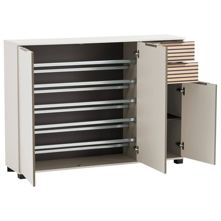 Schuhschrank Alexa Möbelpartner in Creme Beige mit Soft-Close-Türen und Schubladen B/H/T: 141,9 x 105,5 x 35 cm - Bild 2