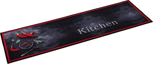 Küchenläufer Cook&Wash rot und schwarz, pflegeleicht und rutschfest, Breite: 50 cm, Länge: 150 cm - Bild 1