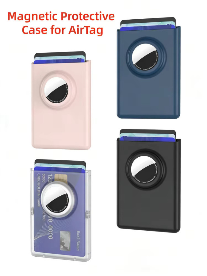 Magnetische Brieftasche von SZKOSTON als Kartenhalter und Schutzhülle für AirTag Tracker, kompatibel mit MagSafe iPhone 12–17 Serie, Farbe: Pink - Bild 6