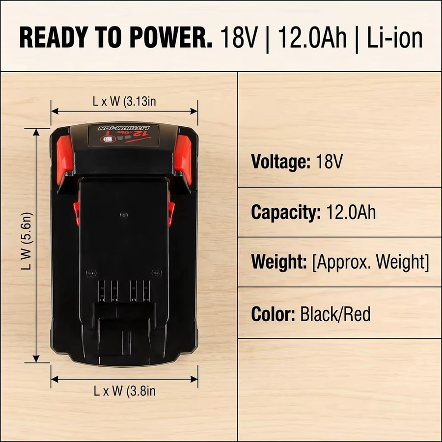 Ddadache Ersatz-Lithium-Ionen-Akku 18V 12000mAh kompatibel mit Milwaukee M18 Akku-Werkzeugen Modell 48-11-1890 und 48-11-1850 - Bild 7