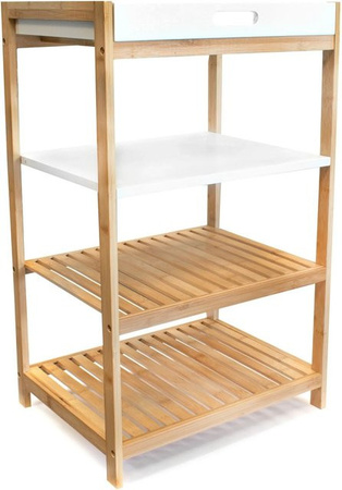 osoltus Badregal Sonderborg aus Bambus und Holz in Weiß, freistehendes Regal für Badezimmer, Küche oder Wohnzimmer, B/T/H: 77 x 35 x 45 cm