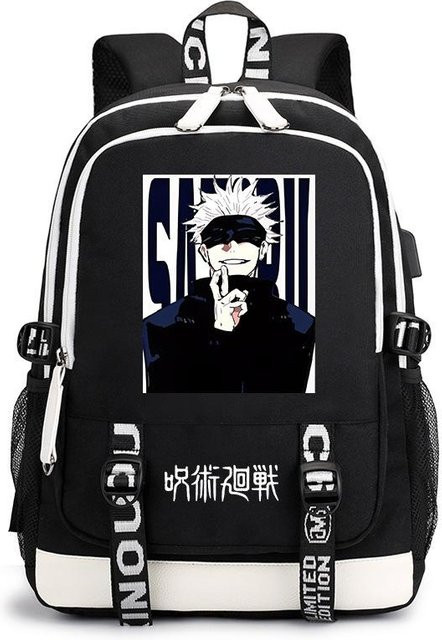 3-teiliges Schulrucksack-Set für Schüler in Schwarz aus Oxford-Stoff mit Federmäppchen und Schultergurt - Bild 1
