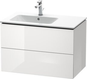 Duravit Waschtischunterschrank L-Cube in Weiß Hochglanz mit 2 Schubladen und Becken links, B/T/H: 82 x 48,1 x 55 cm - Bild 1