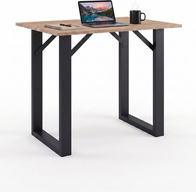 VCM Bartisch Xona in Braun, moderner Stehtisch mit Metallgestell, B/T: 138 x 80 cm - Bild 1