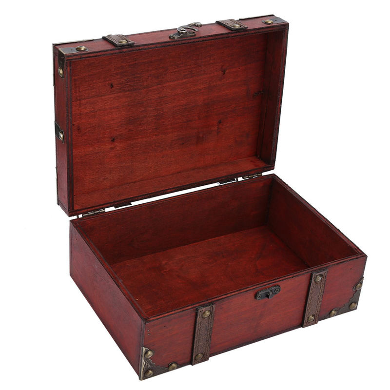 Dekorative Vintage-Aufbewahrungsbox aus Holz von Neoglint in Grau und Braun mit Schloss - Bild 2