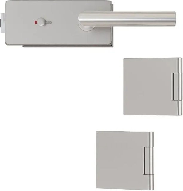 Hansaglas Glastürbeschlag Studio/Office Eckiges WC- und Sanitärschloss aus Edelstahl in Silber - Bild 1