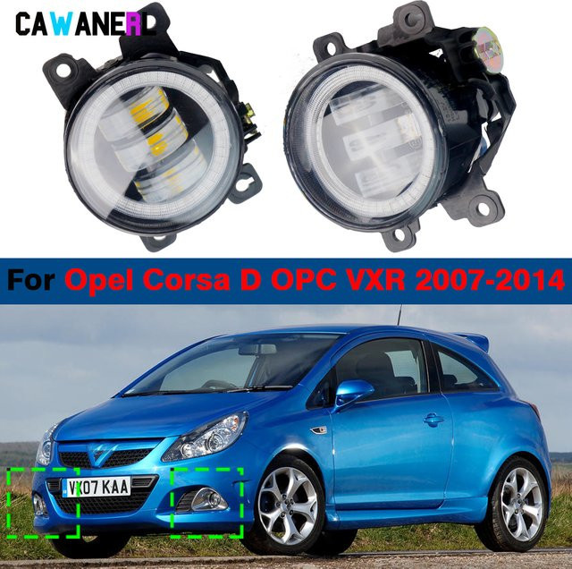 Cawanerl 2er Set H11 LED Nebelscheinwerfer mit Angel Eyes und Tagfahrlicht DRL 30W für Opel Corsa D OPC VXR - Bild 1