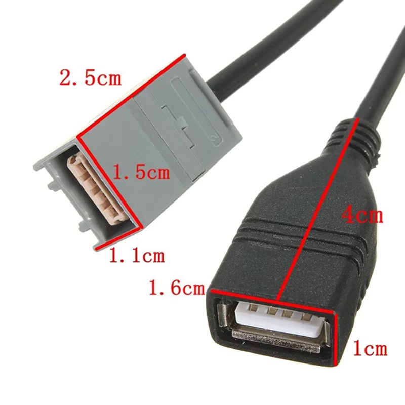 USB Kabel Adapter für Honda Civic, Jazz, CR-V, Accord und CR-Z (Baujahr 09-13) mit USB-A und 3,5 mm Klinke in Schwarz - Bild 3