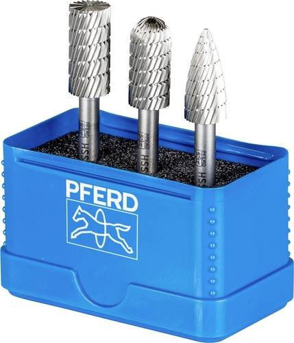 PFERD TOOLS HSS Frässtift Set 86 3-teilig mit 3 Zahnungen in mittel und fein, Durchmesser: 12 mm, Schaftdurchmesser: 6 mm - Bild 1
