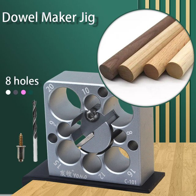 YOMO Dübel Maker Jig Kit für 8mm bis 20mm, Einstellbares Hilfswerkzeug zur Herstellung runder Holzstäbe für die elektrische Bohrmaschine - Bild 1