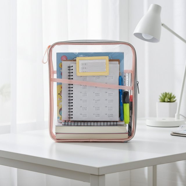 Transparente PVC-Dokumententasche mit Reißverschluss als Organizer für Schule und Büro - Bild 1
