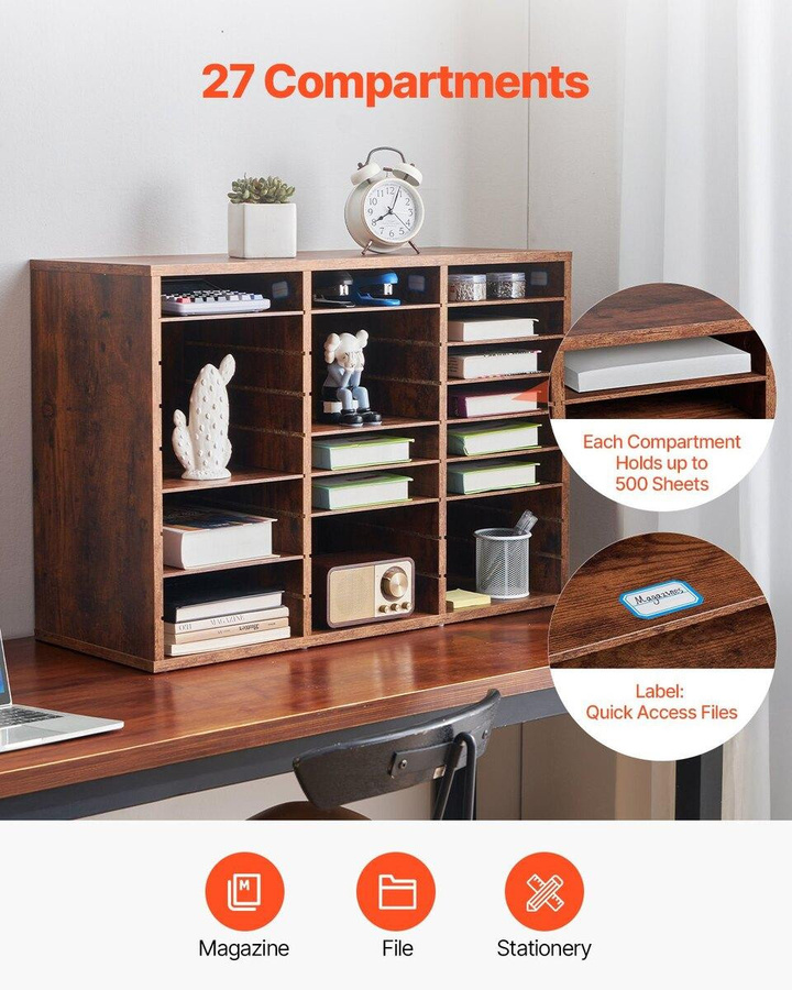 Holz-Literatur-Organizer von Buying Solutions, MB in Dunkelbraun mit 27 Fächern und herausnehmbaren Regalen - Bild 7