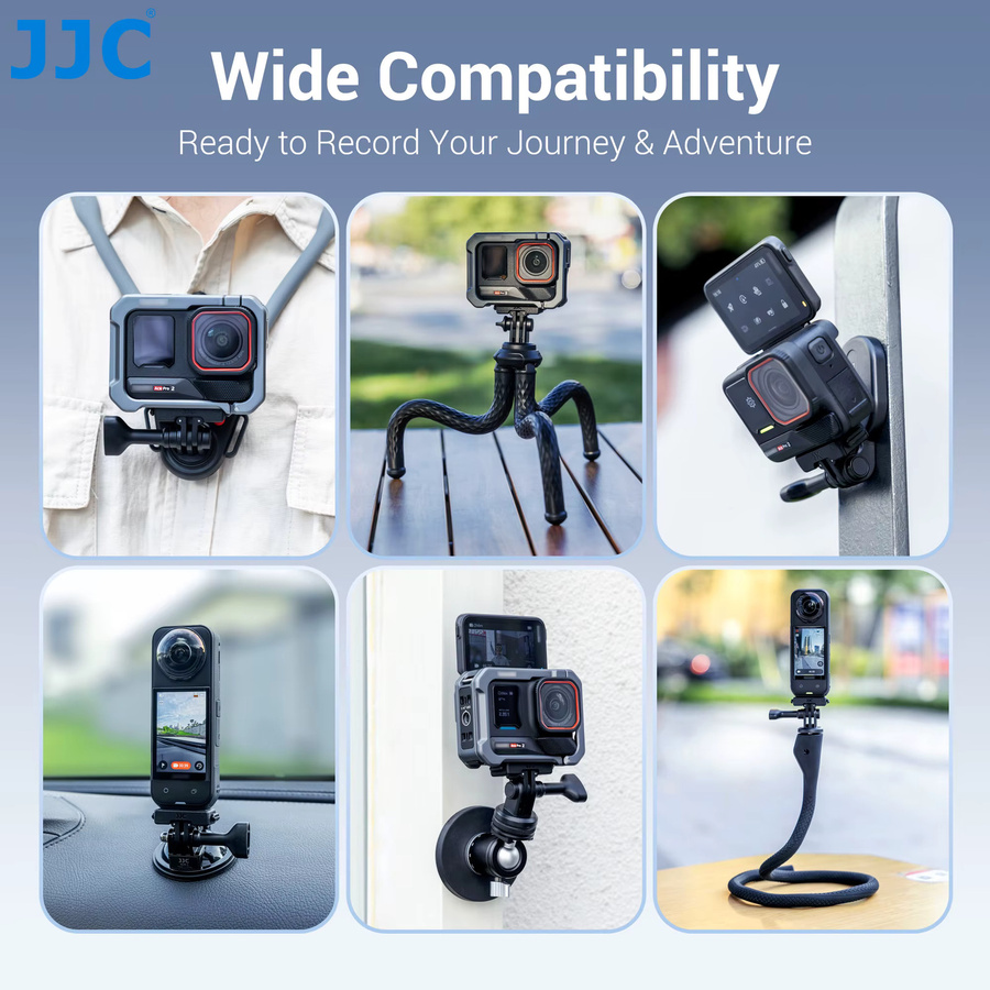 JJC Magnetische Schnellverschluss-Basishalterung für Insta360 Ace Pro, Ace Pro 2, X4, X3 und X5, Schwarz, Faltbare Halterung - Bild 3