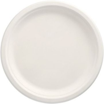 Papstar Dinner Plate aus Bagasse in Weiß, Ø 26 cm, 50er Pack, mikrowellengeeignet und schnittfest - Bild 1