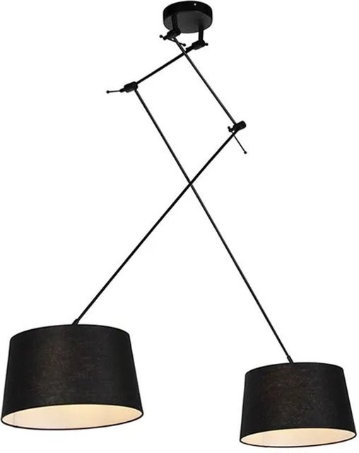 QAZQA Hängelampe Blitz II mit Leinenschirm in Schwarz, dimmbar, E27, Durchmesser: 35 cm - Bild 1