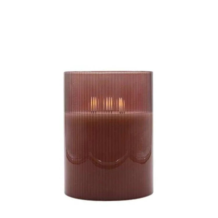 Mansion atmosphere LED-Kerze in Rotbraun mit Fernbedienung und Timer, zylindrisches Design, Höhe: 15 cm, Breite: 15 cm, Tiefe: 20 cm - Bild 1