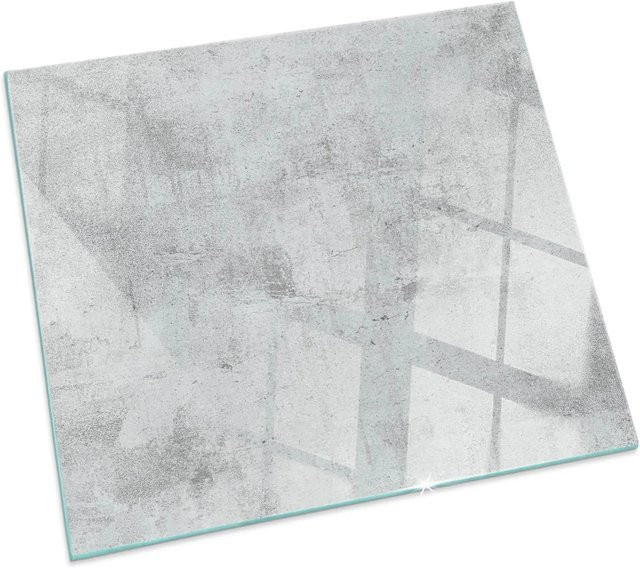 Tulup Glasplatte für Kamin in Grau mit Rohbetonstruktur, B/T: 50 x 50 cm - Bild 1