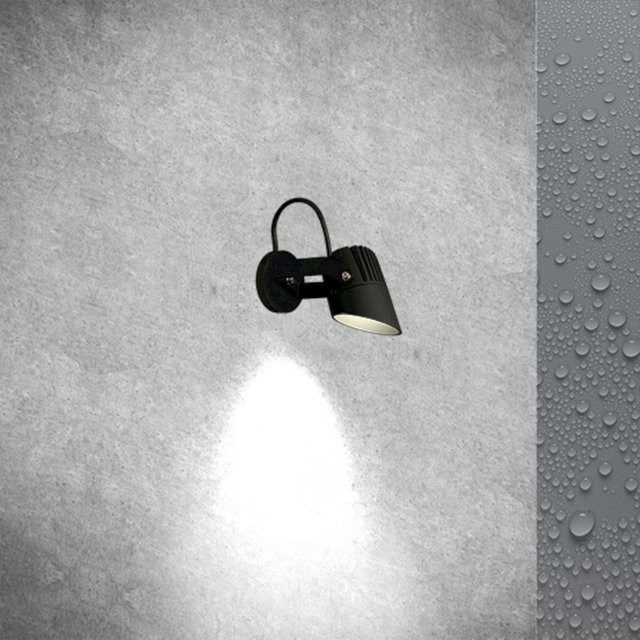 TeamItalia Flip Parete LED-Außenleuchte in Schwarz aus Metall mit verstellbarem Lichtkegel für den Garten - Bild 1