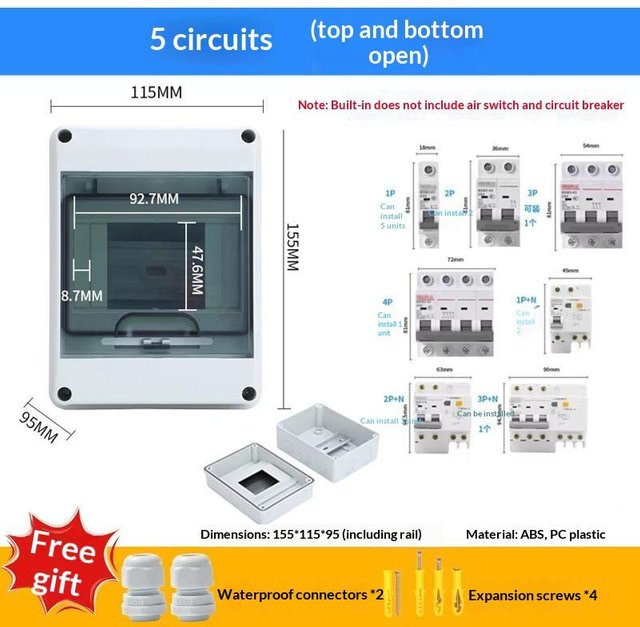 Wolfman Elektrische Anschlussdose HT IP65 Wasserdicht Außenverteilerschalterkasten 5-Wege in Weiß B/T/H: 15,5 x 11,5 x 9,5 cm - Bild 1