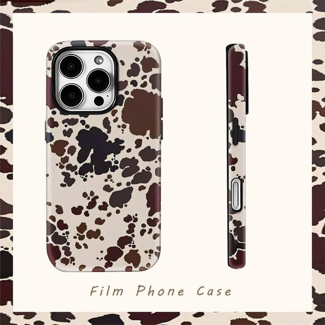 Braune Handyhülle mit Speckle-Textur und doppellagiger Rückseite für Apple iPhone 17AIR 16E 16 15 14 13 12 11 Pro Max Plus - Bild 1