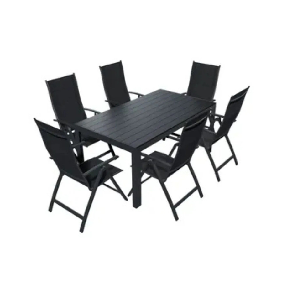 LEX Alu Gartensitzgruppe aus Aluminium und Textil in Schwarz und Anthrazit - Bild 2