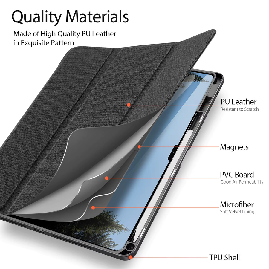 DUX DUCIS Tablet-Hülle mit dreifach faltbarem Ständer für Xiaomi Pad 6S Pro 12.4 und Pad 7 Ultra 14 Zoll mit Stylus-Stifthalter und Auto-Sleep-Wake in Blau oder Schwarz - Bild 5