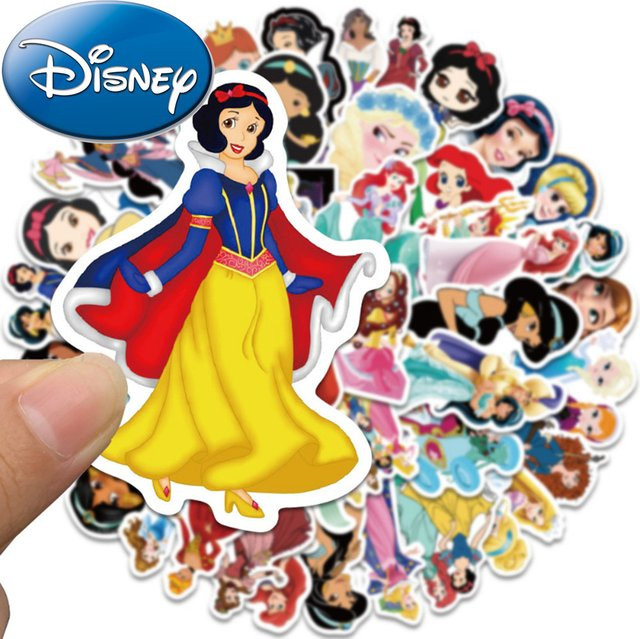 Disney Anime Prinzessin Aufkleber Set mit Elsa, Schneewittchen und Ariel in Multicolour für DIY Skateboard, Gitarre oder Handy - Bild 1
