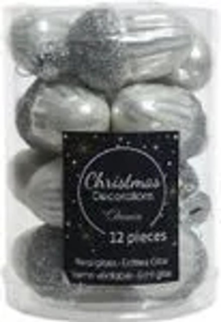 Kaemingk Christbaumschmuck Eichel aus Glas in Silber, 12 Stück - Bild 1