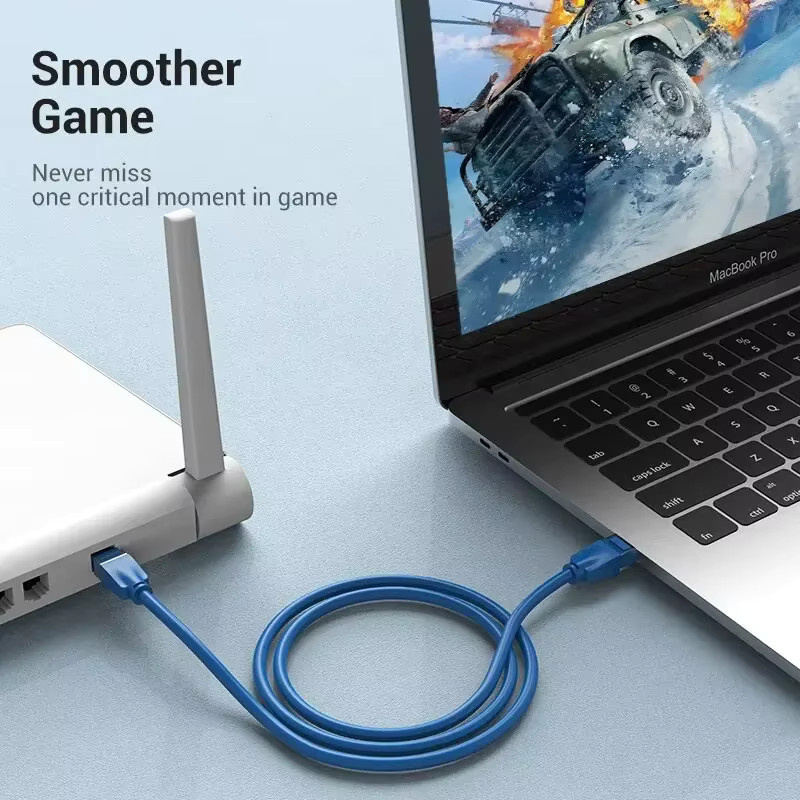Vention Cat6 Ethernet-Kabel Gigabit High Speed 1000 Mbit/s geschirmtes LAN-Netzwerkkabel RJ45 in Schwarz oder Blau - Bild 1
