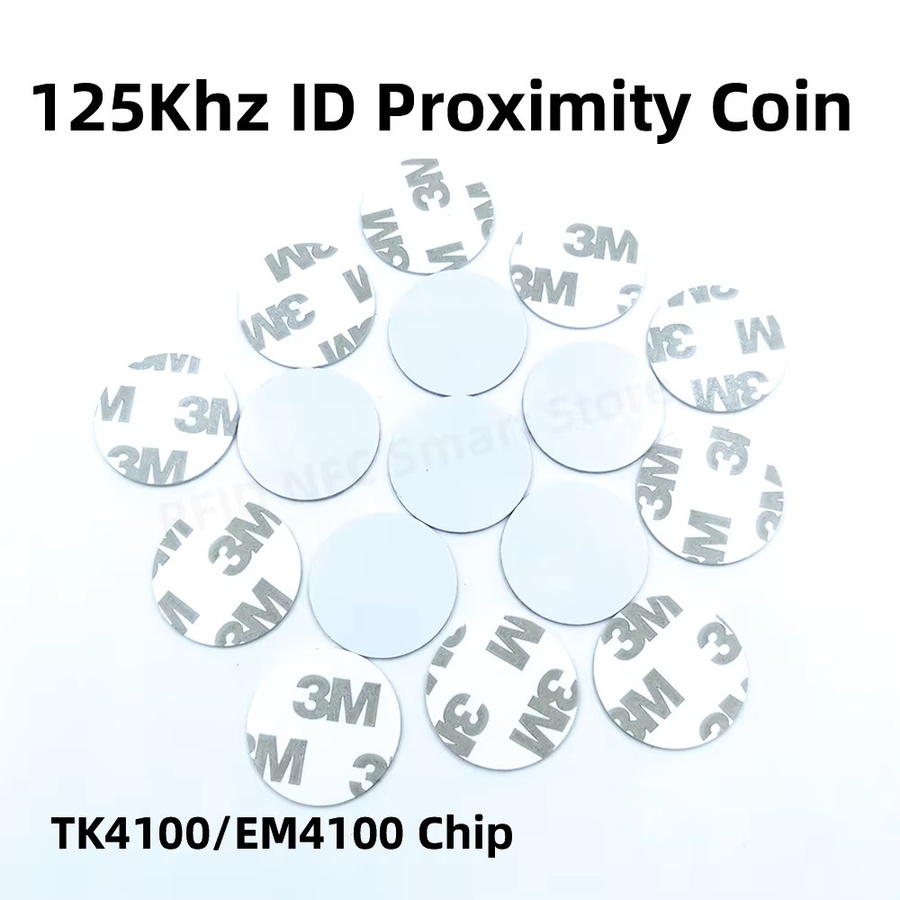 20 Stück Guang Hongrun RFID-Münzkarten TK4100 EM4100 mit selbstklebendem Aufkleber, 125 kHz, weiß, Durchmesser: 25 mm - Bild 2