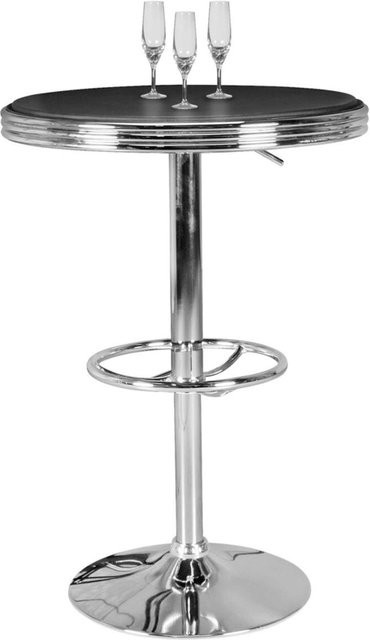Wohnling Bartisch American Diner in Schwarz Matt und Silber Glänzend aus Kunstleder B/H/T: 60 x 68 x 60 cm - Bild 1