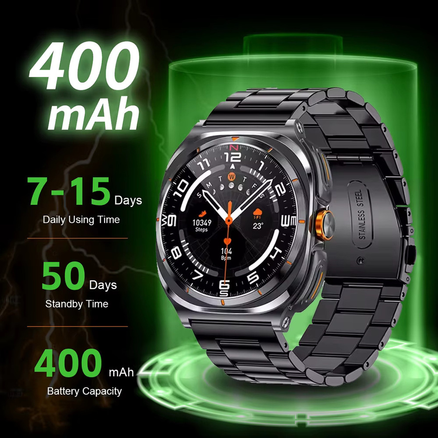 BOALZETD Smartwatch, Edelstahl, Silber, GPS, Schwarz - Bild 5