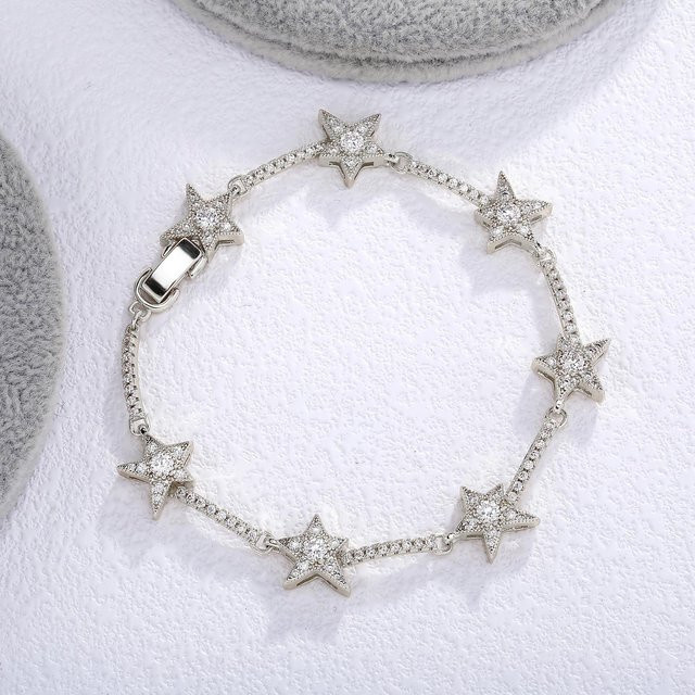 Armband Sternform, Kupfer, Goldfarbe, Zirkonia, Unisex, 17,8 cm - Bild 1