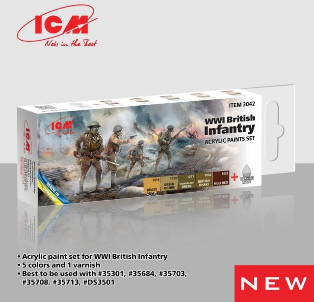 ICM Acrylic Paint Set - WWI British infantry, 6 x 12 ml, Bunt / Mehrfarbig - Bild 1