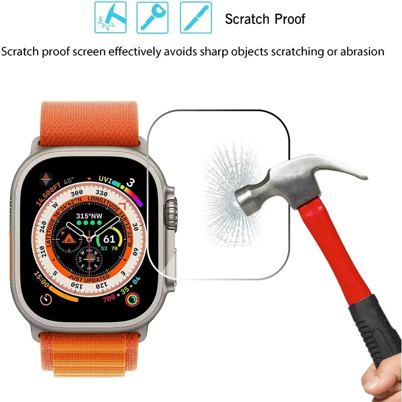 Schutzfolie Titanfolie aus gehärtetem Glas, Apple Watch Ultra 2 49mm, Ultra 3 49mm - Bild 5