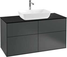 V&B Waschtischunterschrank Finion mit Wandbeleuchtung, Farbe Blau lackiert, B: 120 cm, T: 50,1 cm - Bild 1