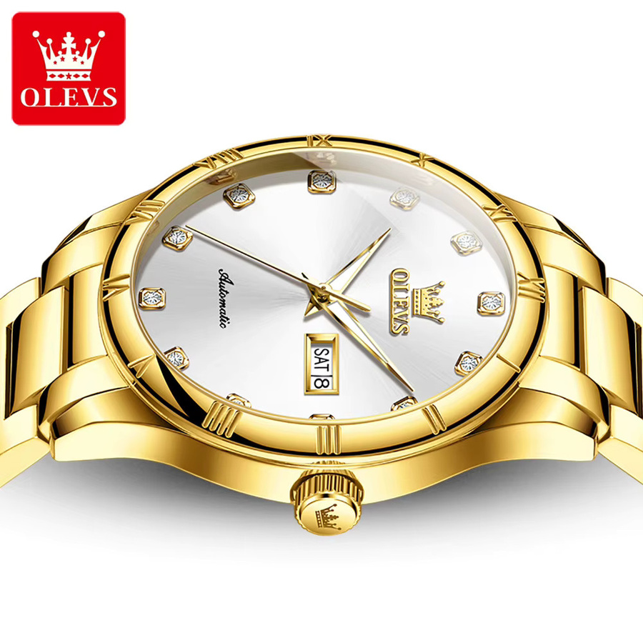 OLEVS Armbanduhr, Mechanische Uhr, Edelstahl, Silber, Gold, Diamant, Herren - Bild 2