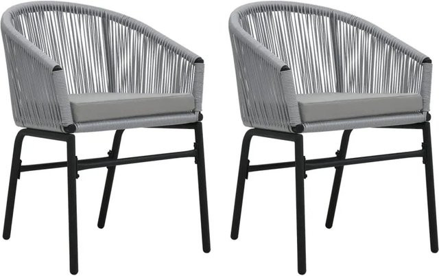 Furnicato Gartenstühle Set aus 2 Stück in Anthrazit aus PE-Rattan mit UV-beständigen Polsterkissen - Bild 1