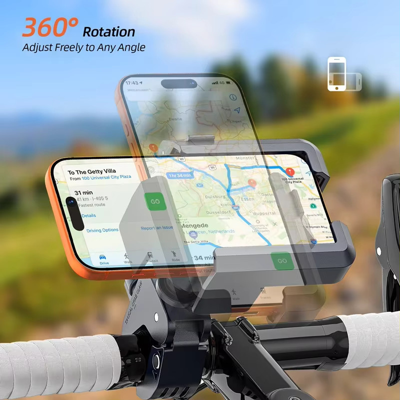 Vibrationsdämpfende Motorrad-Handyhalterung in Schwarz mit Anti-Shake Funktion und Sicherheitsverschluss für Fahrrad, E-Bike und Roller - Bild 5