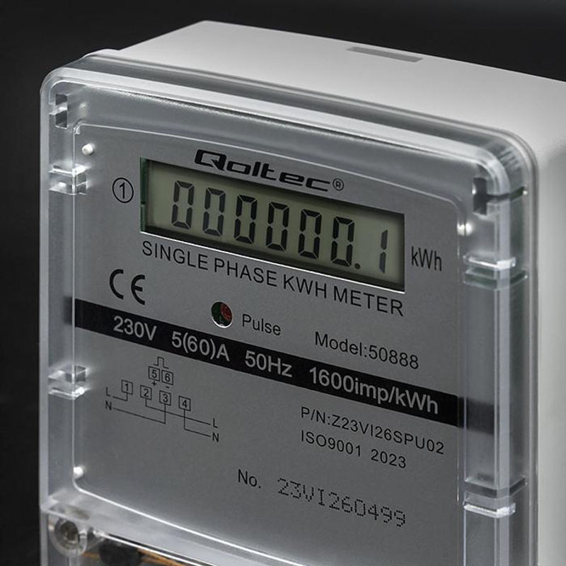 Qoltec Einphasen-Elektronikzähler Stromverbrauchsmesser 230V mit LCD Display in Weiß - Bild 3