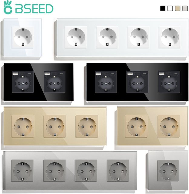 Bseed Wandsteckdose mit USB-Typ-C-Ladeanschluss und Kinderschutz aus transparenter Glasscheibe, 16A - Bild 1